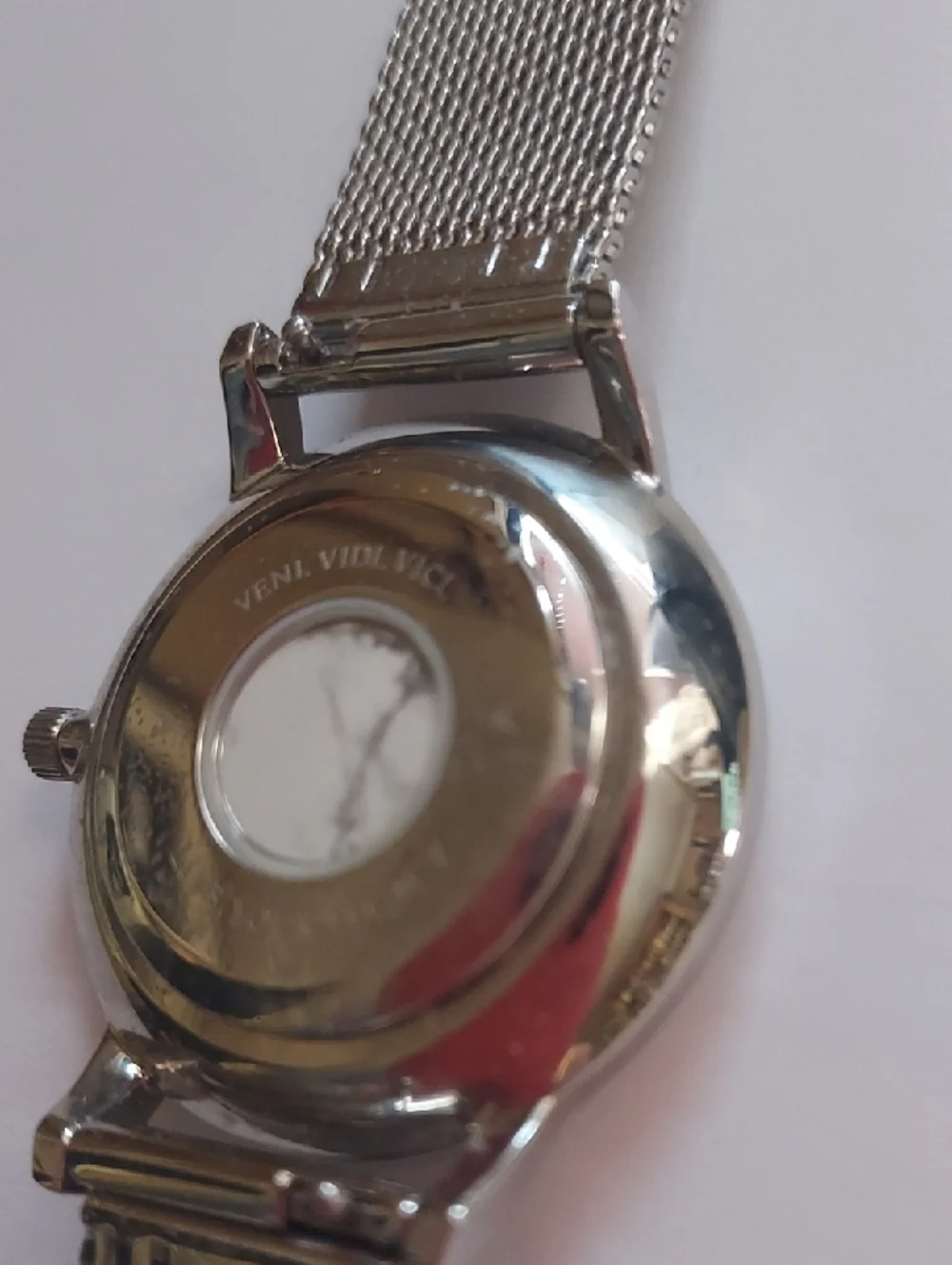 Vincero Silver Mesh Watch Eros White Face
